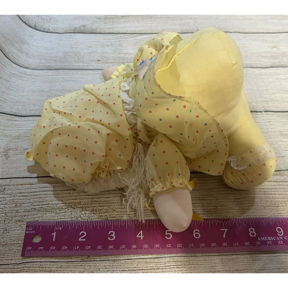 Vintage MTY Made in Taiwan Soft Doll Freckles Yellow Polka Dot Dress Apron TubU